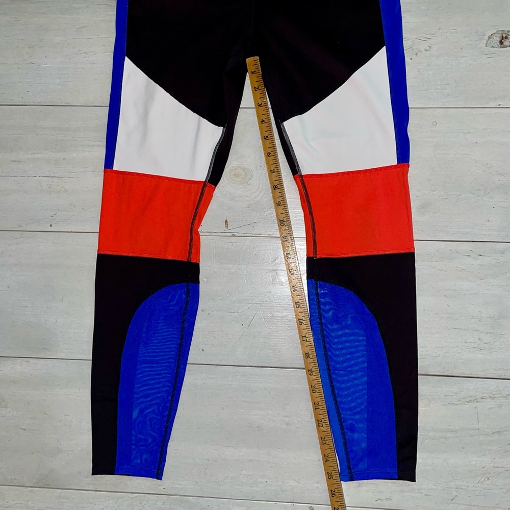 Avia Women’s Leggings Orange Black White Blue Size L Colorblock Psychedelic Fun - Picture 7 of 8